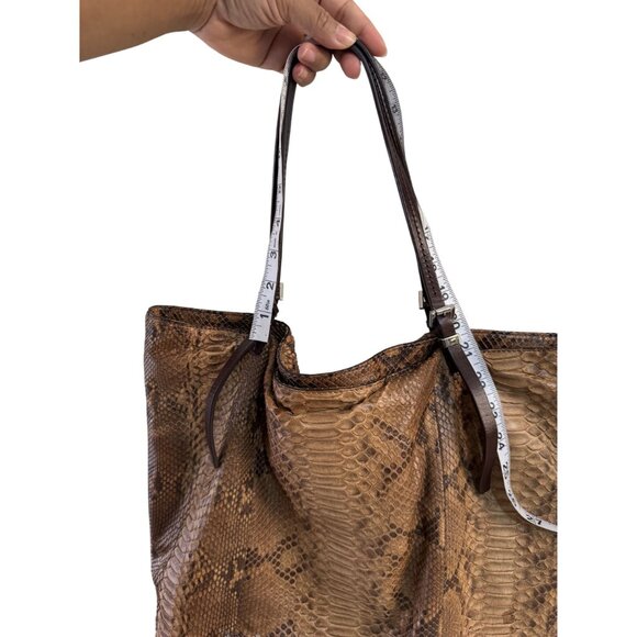Michael Kors Genuine Soft Snake Skin Leather Women's Brown Shoulder Bag - Picture 3 of 11